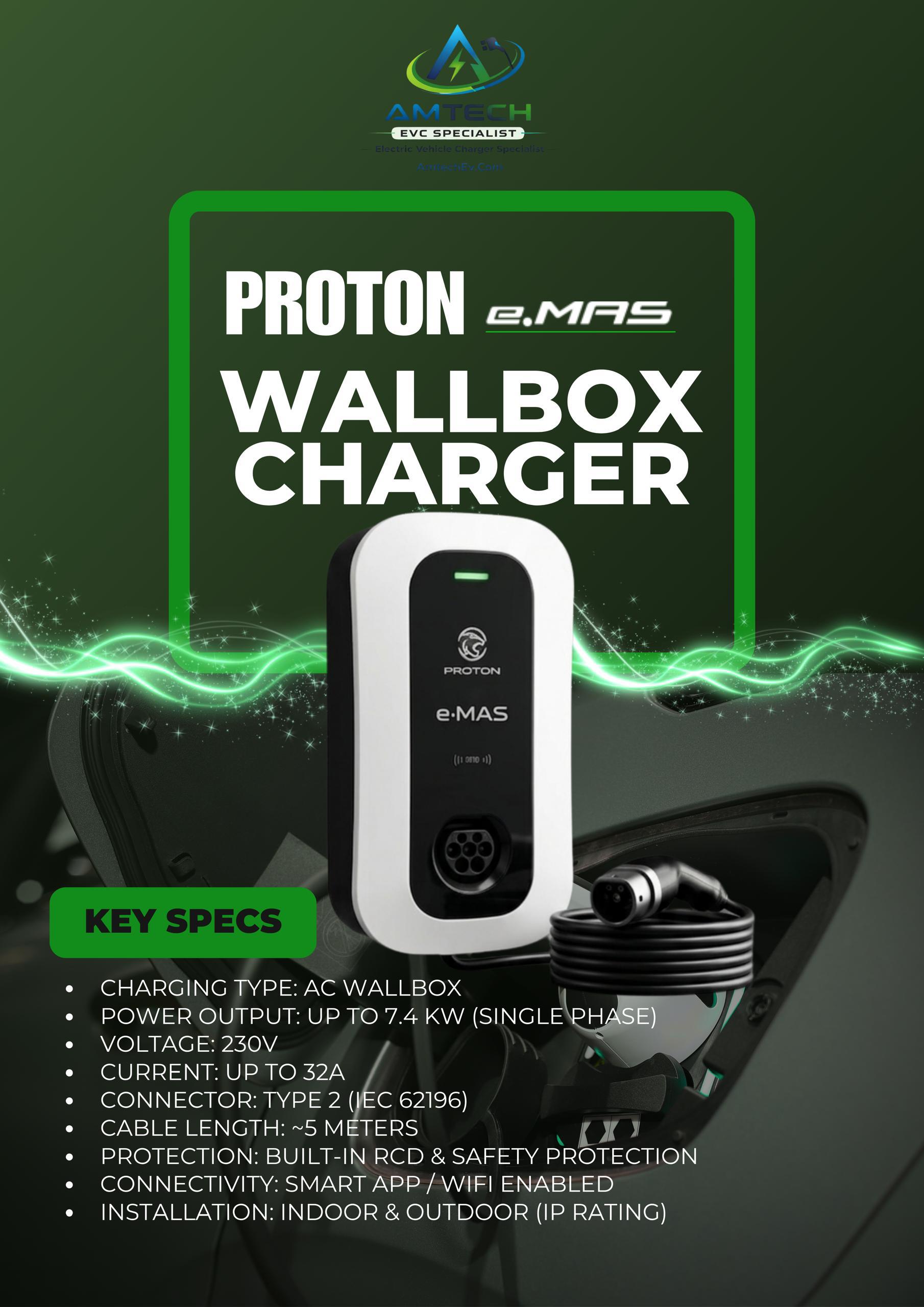 Proton E.Mas 7KWH Wall Box Charger